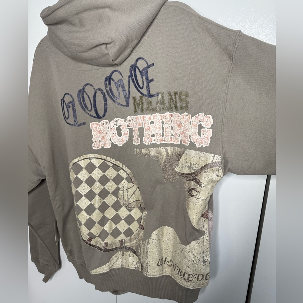 Lifted Anchors - Love Means Nothing XS Grey graphic hoodie - Small NWT - Picture 5 of 6